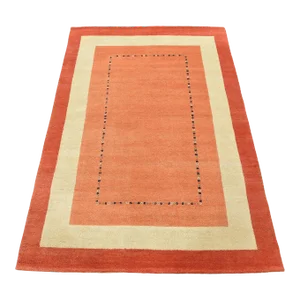 Gabbeh Rug 4’7” X 6’6” Orange Wool Contemporary Hand-Knotted Carpet