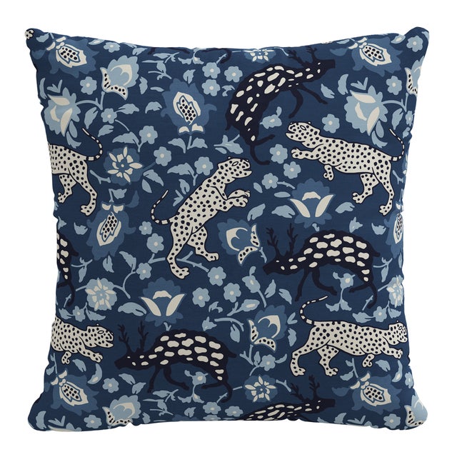 20" Decorative Pillow with Welt in Leopard Blue For Sale In Chicago - Image 6 of 6
