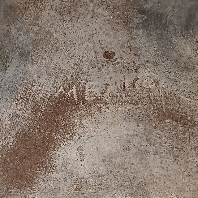 Vintage Mexico Pottery Footed Pedestal Bowl Planter Blue Green Gray Brown Mayan Aztec Design For Sale - Image 11 of 15