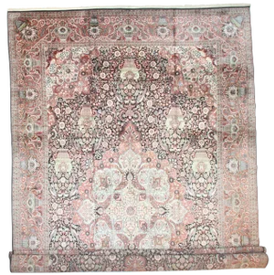 Vintage Hand Knotted Silk Kashmir Rug- 13′9″ × 22′6″