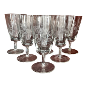 Vintage Rosenthal Shadow Rose 1960’s Crystal Goblets Set of 6