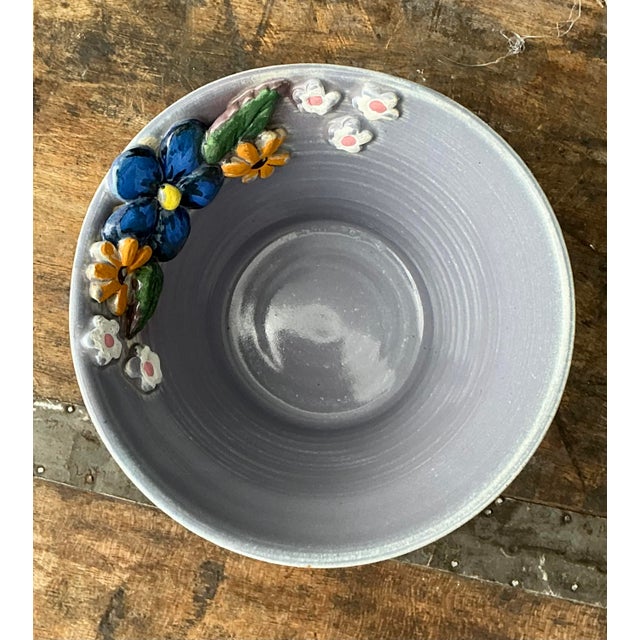 Late 20th Century Vintage Original Studio Pottery Triple Flower Bowl For Sale - Image 5 of 12
