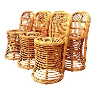 Vintage Rattan Dining Chairs - Set of 6 For Sale