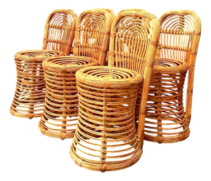 Vintage Rattan Dining Chairs - Set of 6