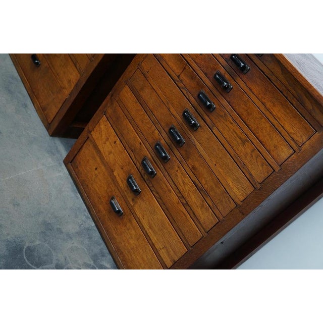 Vintage Dutch Oak Jewelers Drawer Cabinets, 1930s, Set of 2 For Sale - Image 6 of 18