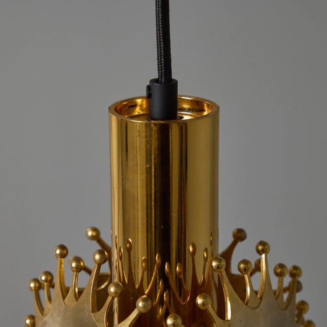 1960s Sculptural Brass Pendant Lamp by Armatur Hantverk Tibro, Sweden For Sale - Image 4 of 12
