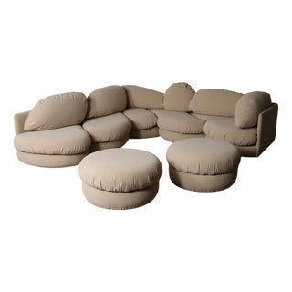 Beige Sculptural Sofa from Wiener Werkstätte, Austria, 1970s, Set of 7 For Sale