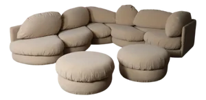 Beige Sculptural Sofa from Wiener Werkstätte, Austria, 1970s, Set of 7