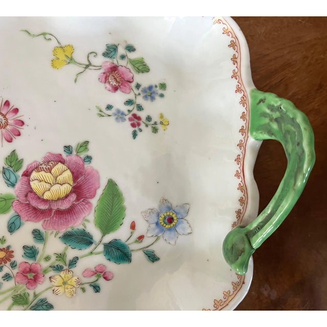 18th Century Antique 18th Century Chinese Export Porcelain Tobacco Leaf Platter Dish in Famille Rose Palette For Sale - Image 5 of 11