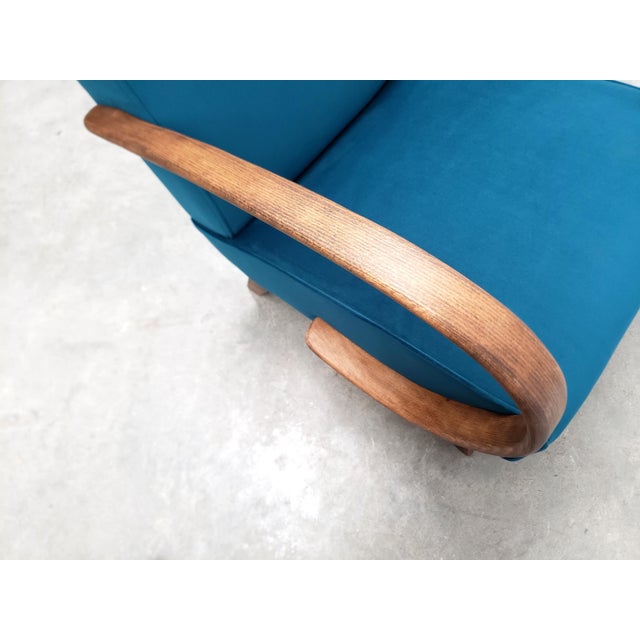 Two armchairs are available in this colour. 1930s Jindrich Halabala Bentwood Armchair, a timeless piece that epitomizes...