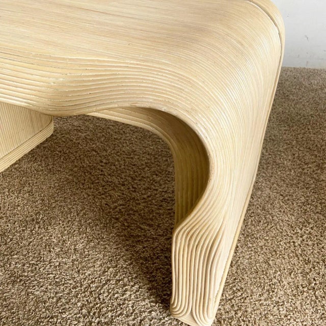Beige Boho Chic Wavy Ribbon Pencil Reed Side Tables - a Pair For Sale - Image 8 of 11