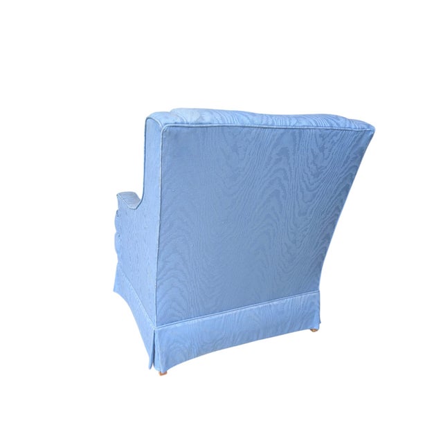 Vintage Custom Upholstered Blue Club Chair- A Pair For Sale - Image 9 of 18