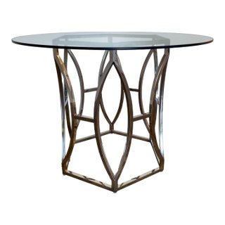 Late 20th Century Steel Base and Round Glass Top Dining Table For Sale