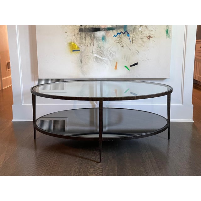 Crate & Barrel Clairemont Oval Coffee Table With Antiqued Mirror Shelf