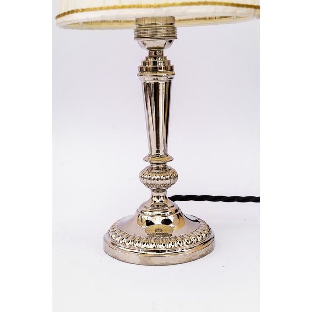 Art Deco Nickel-Plated Table Lamps with Fabric Shades, Vienna, 1920s, Set of 2 For Sale - Image 9 of 16