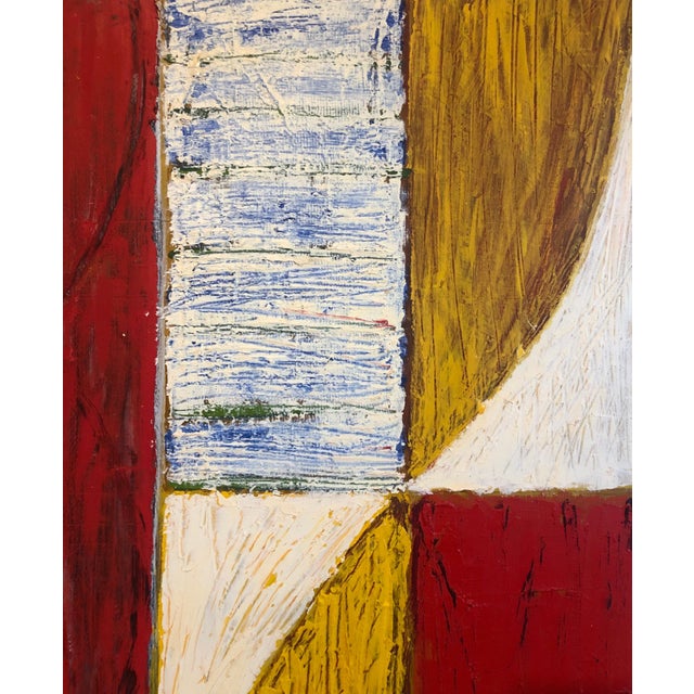 Joan KahnJoan Kahn Rome Vibrant Bold Color Abstract Expressionist Modernist Oil Painting, 1987 For Sale - Image 4 of 8