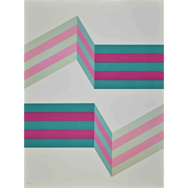 Modern Renato Livi, Abstract Composition, Lithograph, 1971 For Sale - Image 3 of 3