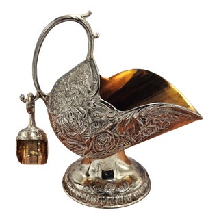 Art Deco Plated Sugar Bowl in Coal Car Shape, 1950s For Sale