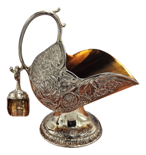 Art Deco Plated Sugar Bowl in Coal Car Shape, 1950s