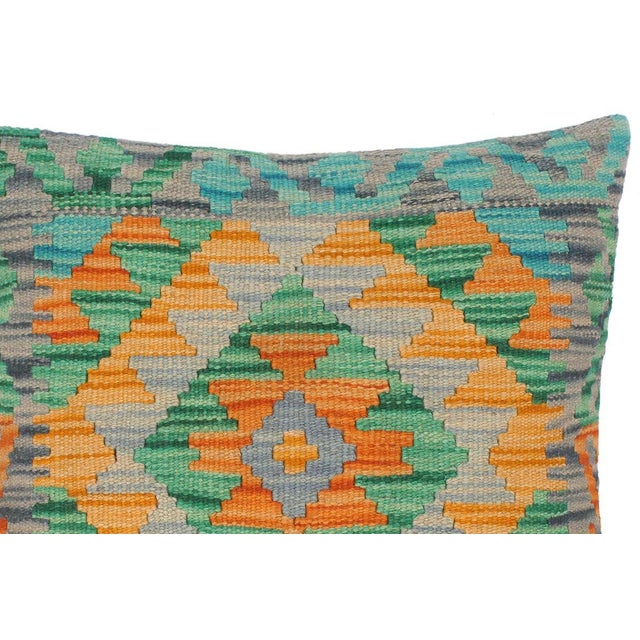 Abstract Bohemian Hand-Woven Turkish Kilim Pillow For Sale - Image 3 of 8