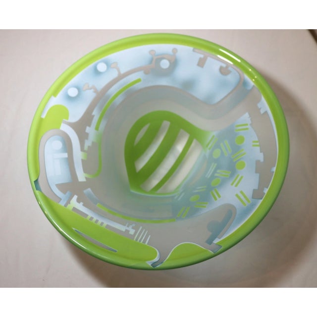 Up for sale is a wonderful vintage hand blown art glass centerpiece bowl made in 1987 by James Parsons. It is blown by...