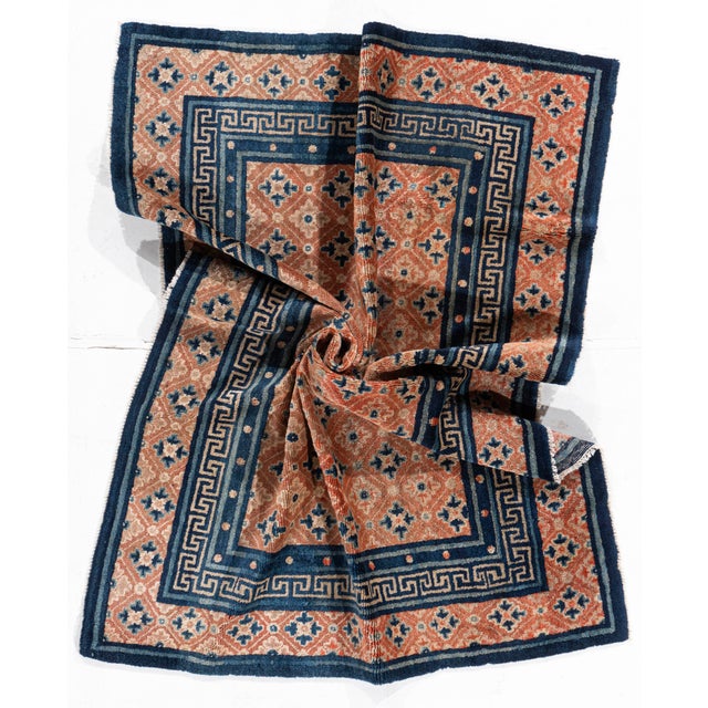 Antique Circa 1900 Orange Chinese Hand Knotted Rug 4'4 X 6'9 For Sale In New York - Image 6 of 9