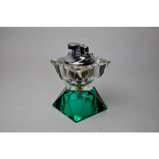 Faceted Lighter in Green and Transparent Murano Glass attributed to Seguso, Italy, 1970s For Sale - Image 9 of 9