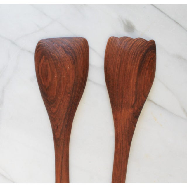Wood Vintage Teak Salad Utensils- Set of 2 For Sale - Image 7 of 7