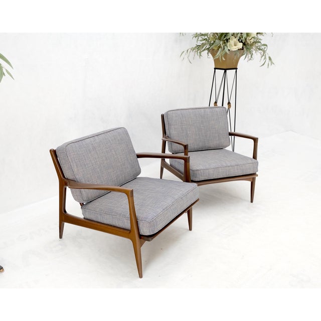 Ib Kofod-Larsen Pair Kofod Larsen Selig Danish Mid-Century Modern Lounge Chairs New Upholstery For Sale - Image 4 of 17