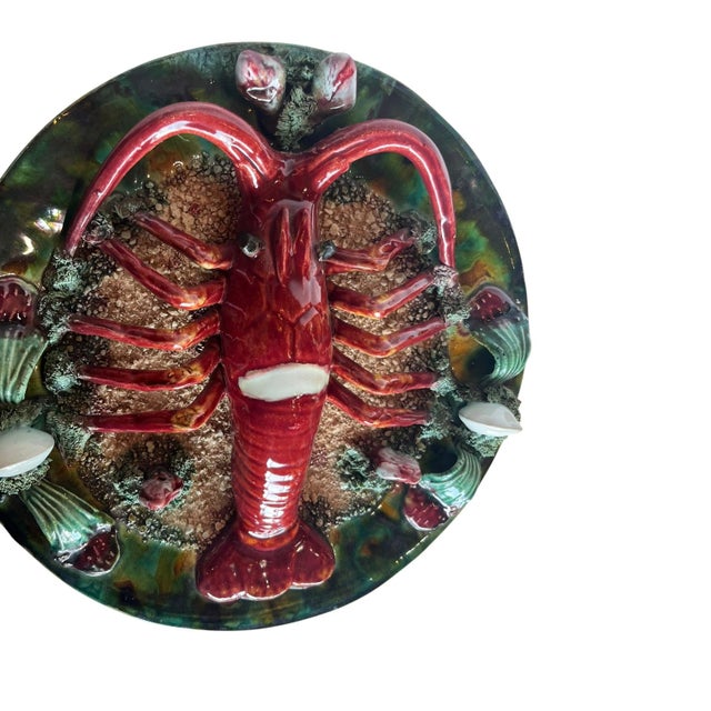 1950s French Majolica Palissy Ware Lobster Charger For Sale - Image 5 of 7