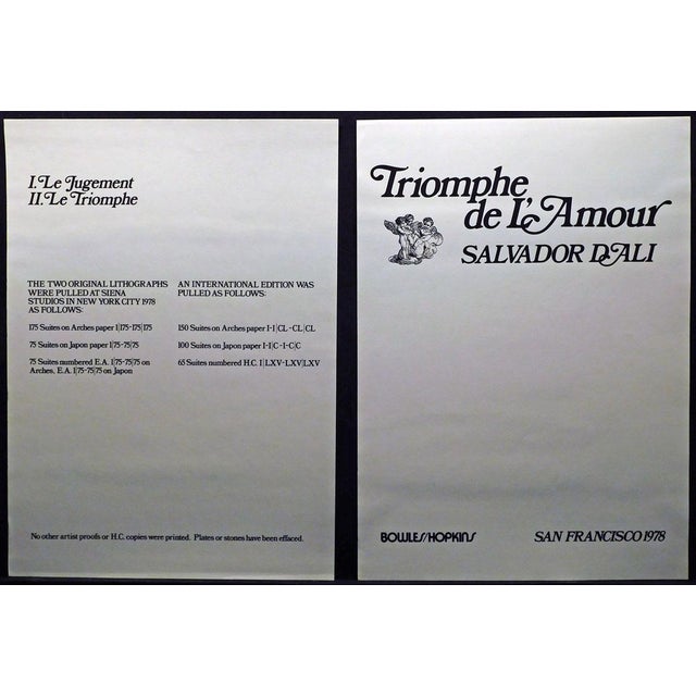 Paper 1977 Salvador Dali "Triomphe De L'Amour" Set of 2 Surrealist Lithographs Hand Signed For Sale - Image 7 of 16