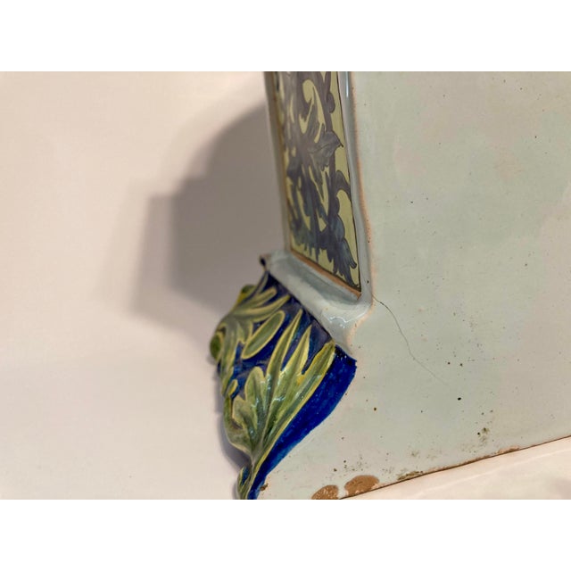 Antique Quimper Porquier Beau French Faience Mantel Clock Bretons & Odet River For Sale - Image 14 of 18