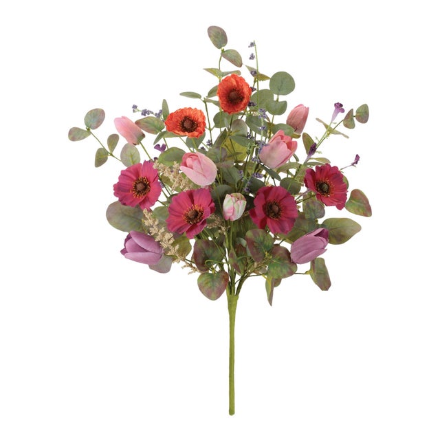 Bring vibrant garden charm indoors with this Poppy and Tulip Floral Bush Set. Featuring a beautiful mix of bold poppy...