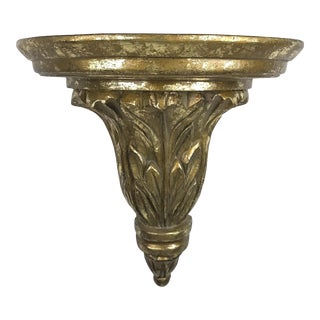 Decorative Gold Finish Wood Wall Shelf For Sale