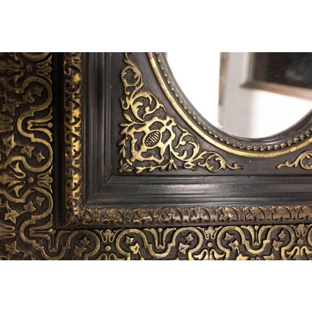 French Napoleon III Gilt and Black Stucco and Wood Wall Mirror, 1880s For Sale - Image 4 of 6