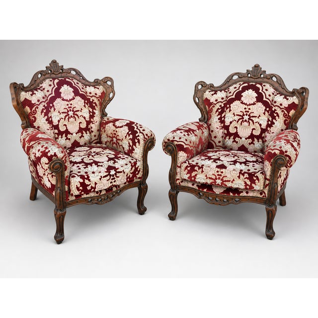 Louis XV Style Sofa and Armchairs, Set of 3 For Sale - Image 4 of 9