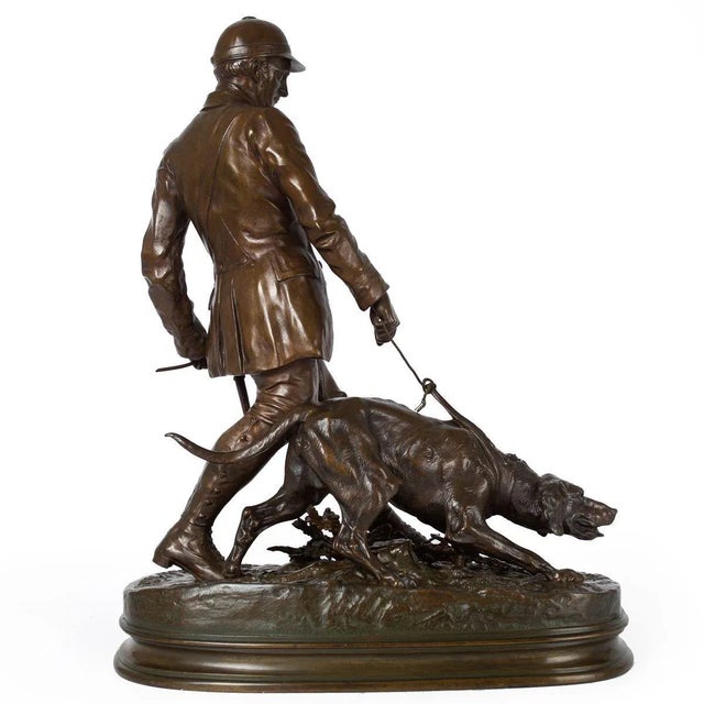 French Antique Bronze Sculpture "Valet De Limier" by Pierre Jules Mene & Barbedienne For Sale - Image 4 of 12