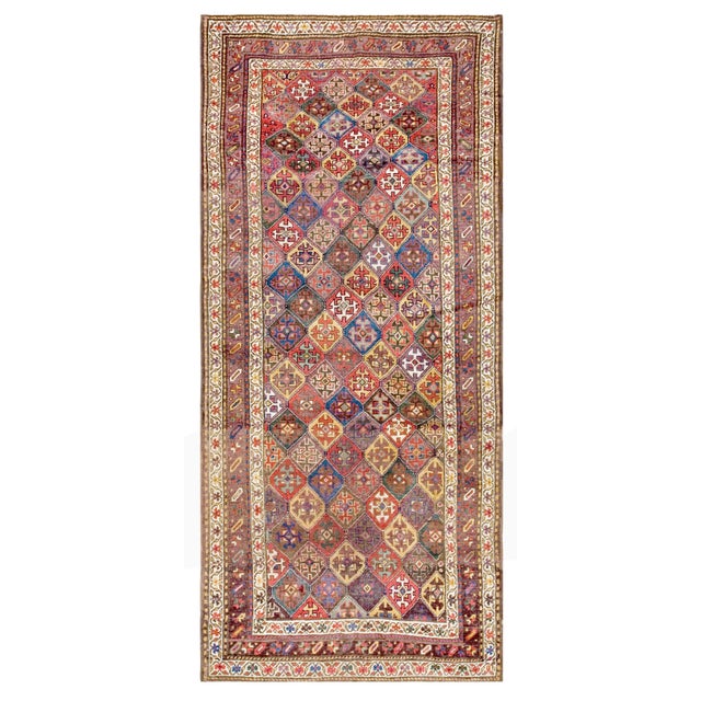 Antique Persian Kurdish rug, size: 4'2" x 9'4". Antique Kurdish Hallway Runner Wool Rug, Country of Origin: Iran / Persia,...