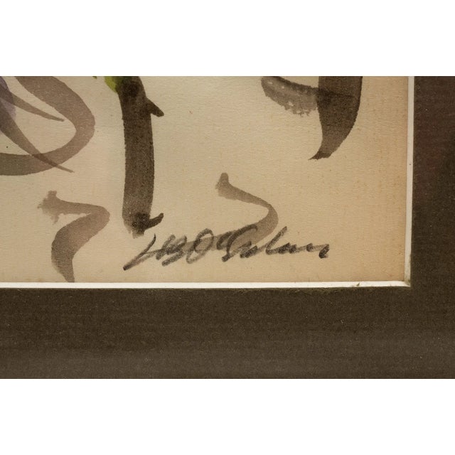 American Late 20th Century Joseph B. O’Sickey Floral Landscape With Horse, Ink & Watercolor, Signed For Sale - Image 3 of 4