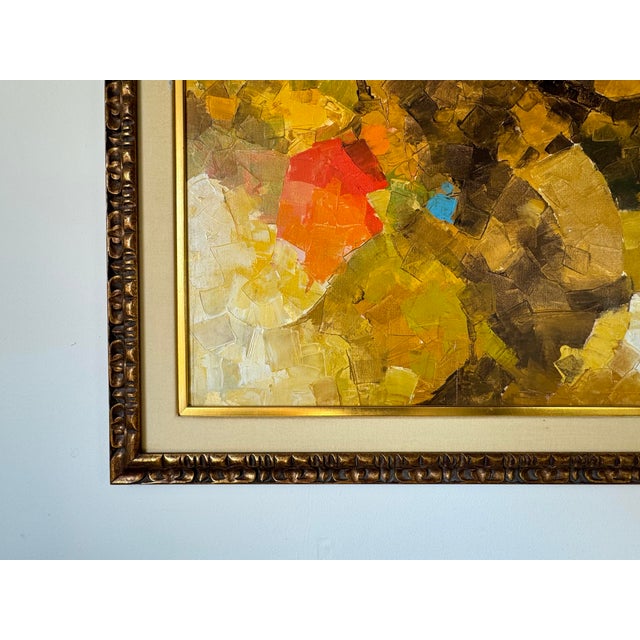 Textile Crispin v. Lopez (1903 - 1985 - Harvest Scene ) Abstract Oil on Canvas Painting, Framed For Sale - Image 7 of 12