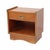 Vintage bedside table or small chest of drawers made of fiberboard and teak veneer with brass details; manufactured by...