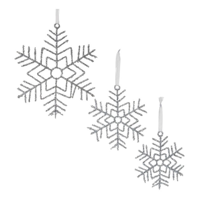 Glittered Wire Snowflake Ornament (Set of 12) For Sale