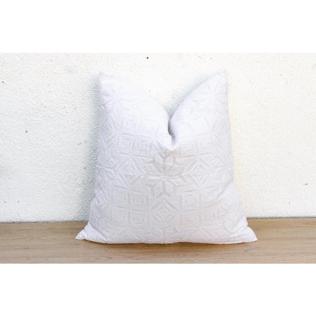 Boho Chic Snow Lotus Appliqué Pillow Cover For Sale - Image 3 of 9