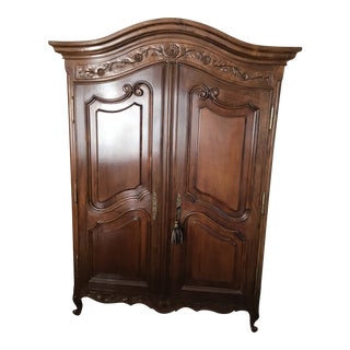 Carved Wooden Italian Armoire For Sale