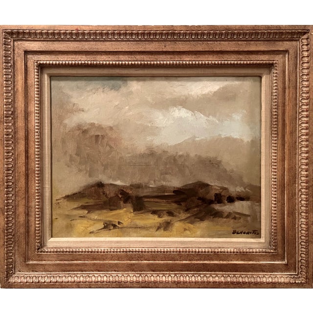 Wood 1980 Original Oil on Canvas Landscape-Custom Framed-Signed-Baranet For Sale - Image 7 of 7