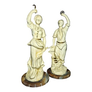 Antique 19th Century French Spelter Allegorical Figural Statues - A Pair For Sale
