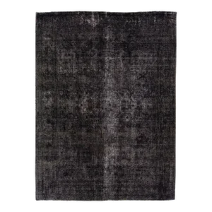 Vintage Overdyed Handmade Charcoal Wool Rug