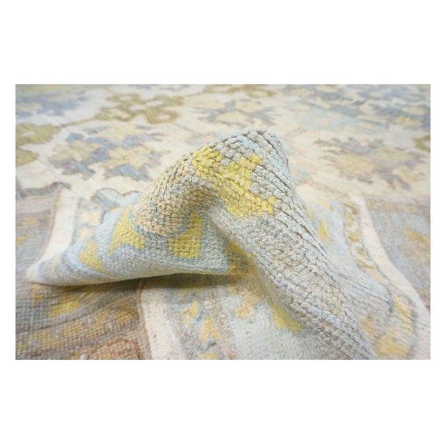 21st Century Turkish Oushak Wool 10x12 Gold, Ivory & Slate Blue Handmade Area Rug #1144133 For Sale - Image 9 of 10