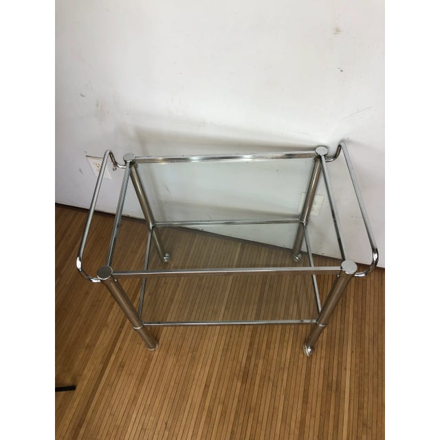 1960s Vintage Mid-Century Glass and Chrome Bar Cart For Sale - Image 5 of 6