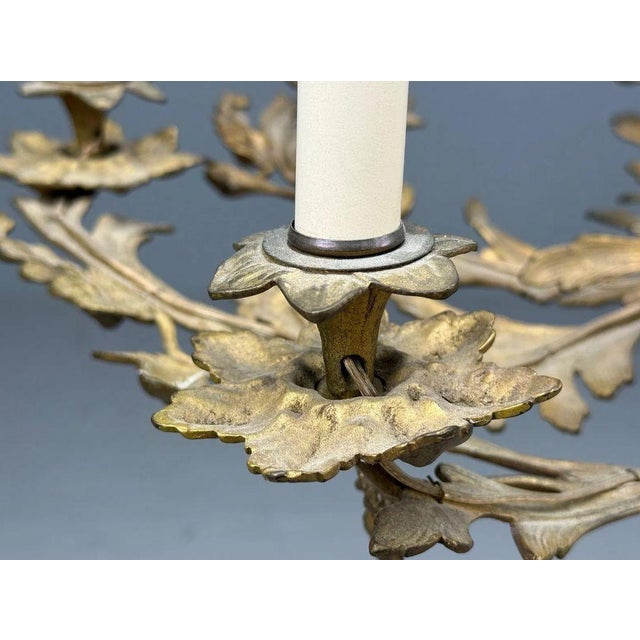 Rococo Style, Leaf and Vine Chandelier, Dore Bronze, Italy, 1920s For Sale - Image 10 of 13